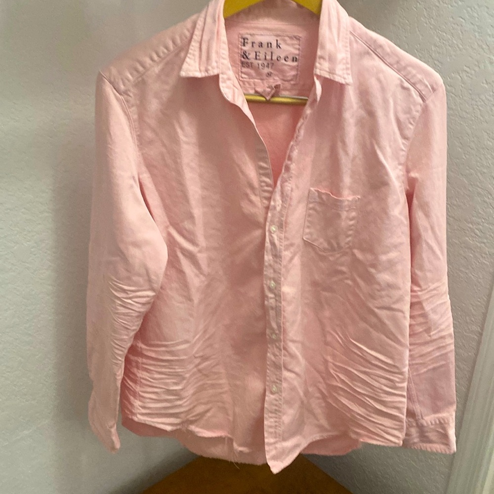 FRANK & EILEEN FAMOUS DENIM PINK COTTON BUTTON UP SHIRT